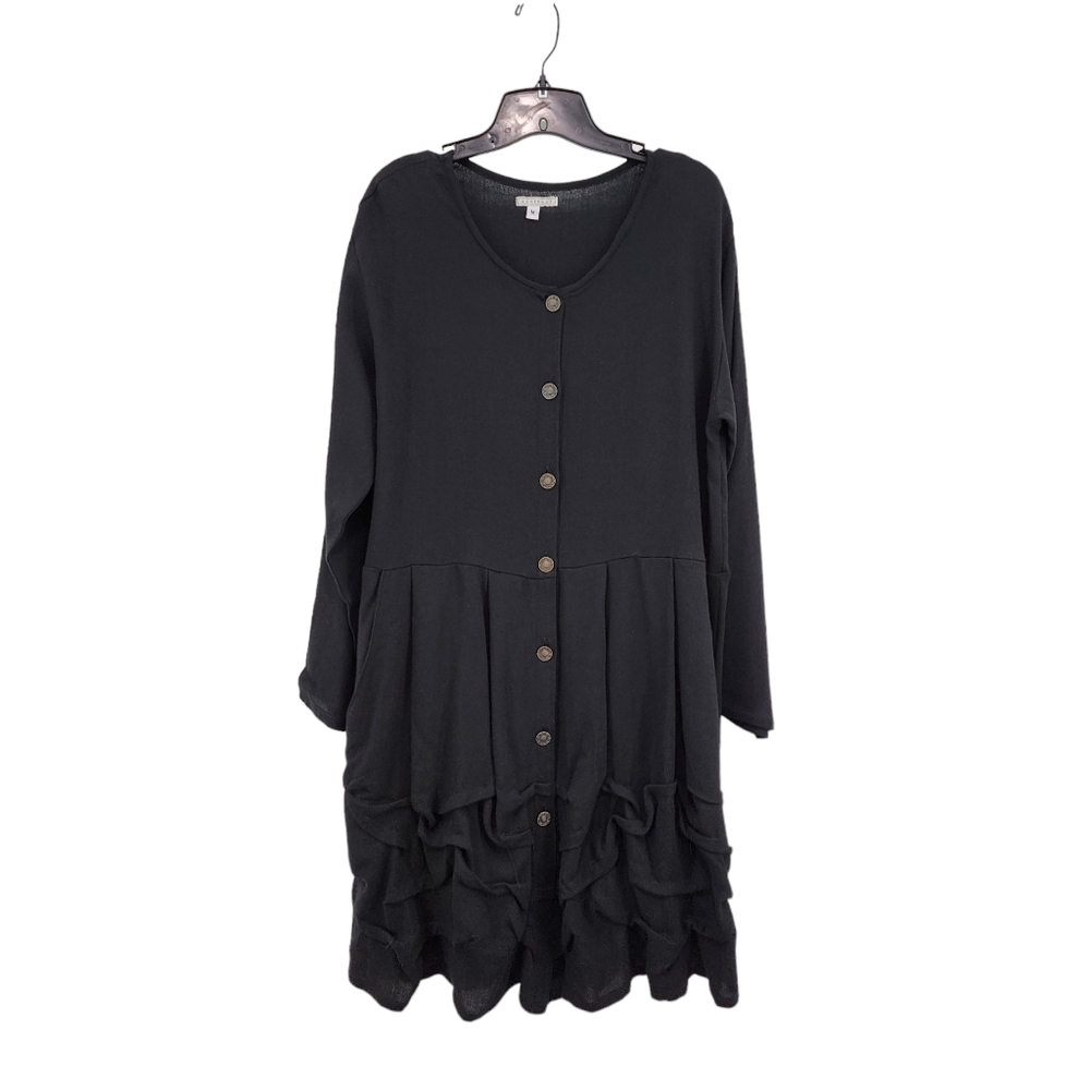 Ancienne Women's Wool Blend Button Front Midi Dress Lagenlook- M